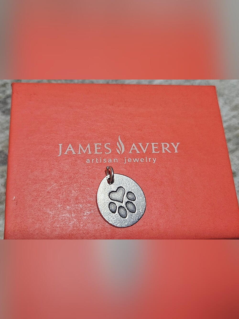 James Avery Sterling Silver Heart Paw Pet Disc Charm -Engraved 'T-rex'
